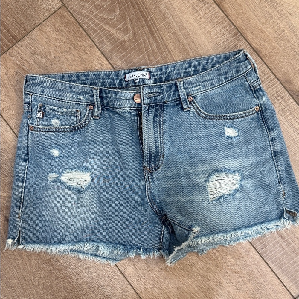 Dear John Faded Blue Distressed Denim Cutoff Shorts